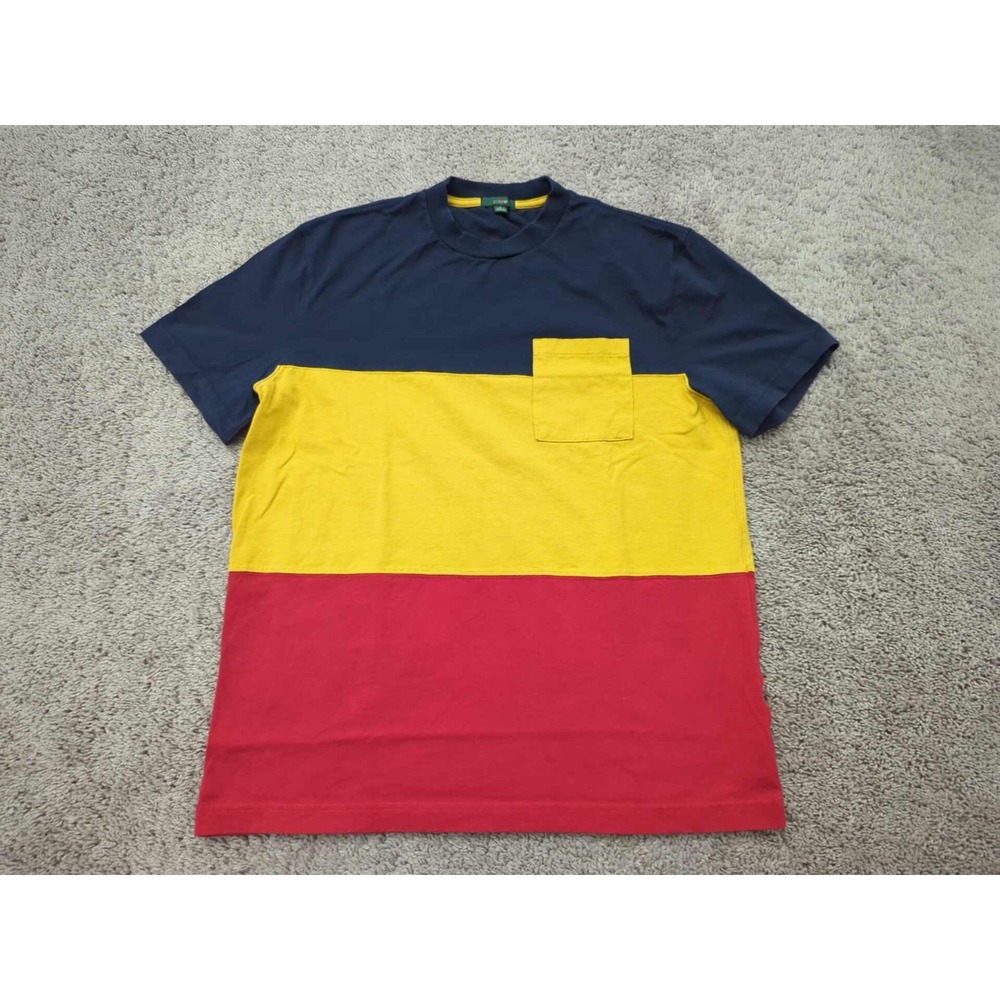 J. Crew T Shirt Mens Medium Oarsman Color Block Pullover Chest Pocket Casual